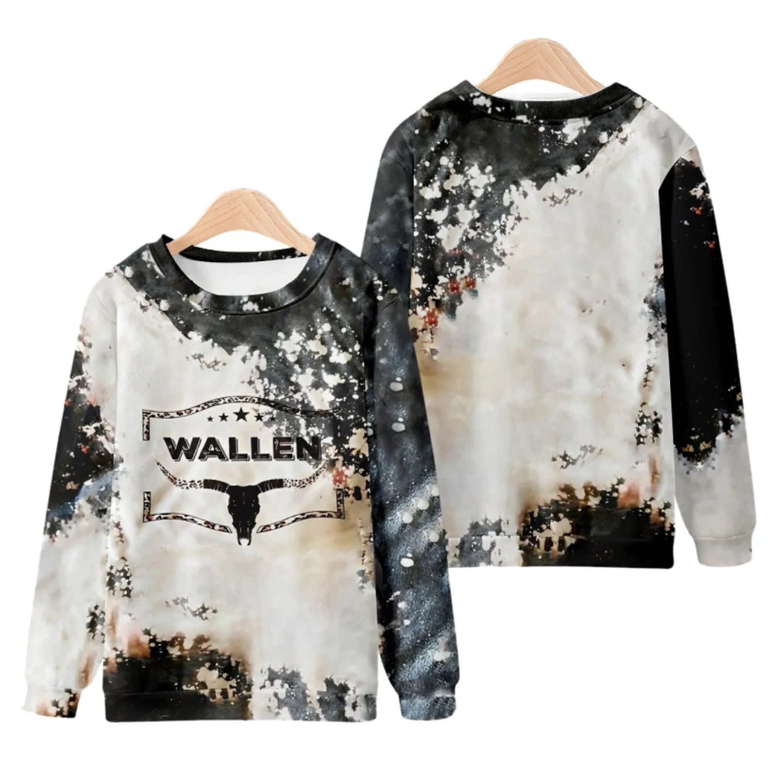 

Women's Pullover Lapel Zipper Leg Pattern Sweater Casual Top