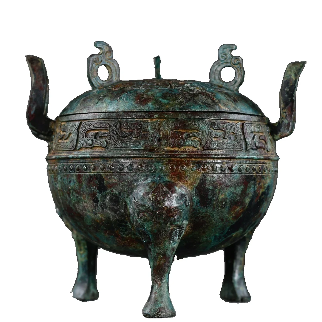 

LAOJUNLU Han Dynasty Bronze Inscription Dragon Pattern Round Ding, 22Cm Long Chinese Traditional Style Antiques Fine Art Gifts