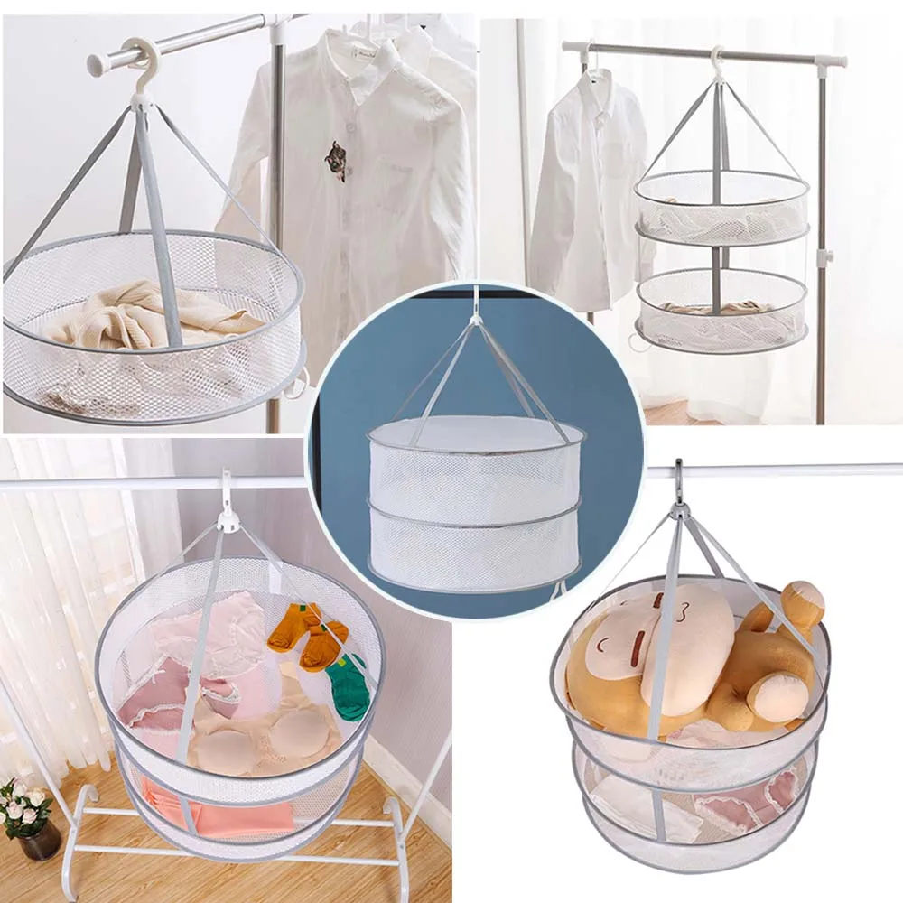 

Clothes Drying Net Single Layer/Double Layer Folded Mesh Rack Lay Flat Dry Hanger for Indoor Outdoor Delicates Towel Socks Swims