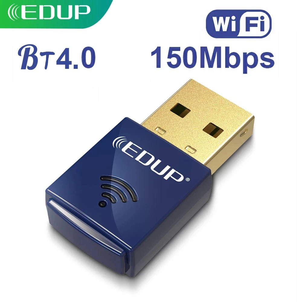 

Беспроводной USB Wi-Fi адаптер EDUP, сетевая карта, Wi-Fi сигнальный приемник Bluetooth 4,0 2,4 ГГц 150 Мбит/с для настольного компьютера, ноутбука, ПК.