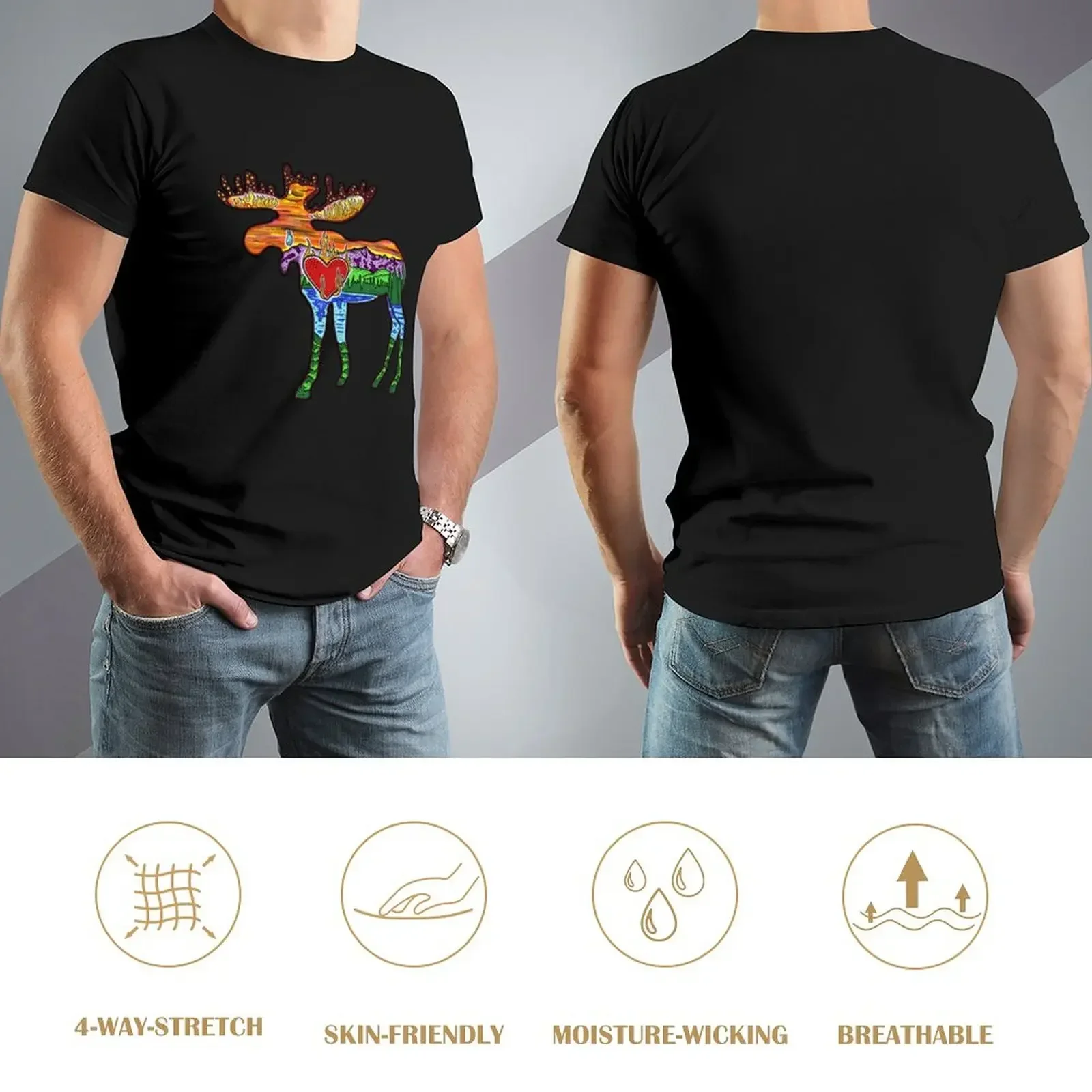 Футболка Heart Afire Moose дизайнерские рубашки в тяжелом весе мужская футболка с