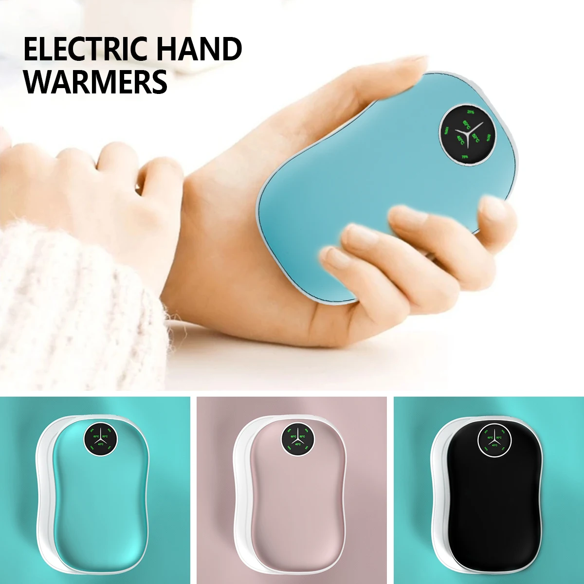 

Нагреватель для рук 2 в 1, перезаряжаемый Магнитный Электрический нагреватель для рук с батареей 5000 мАч, регулируемый нагреватель для рук с 3 ...