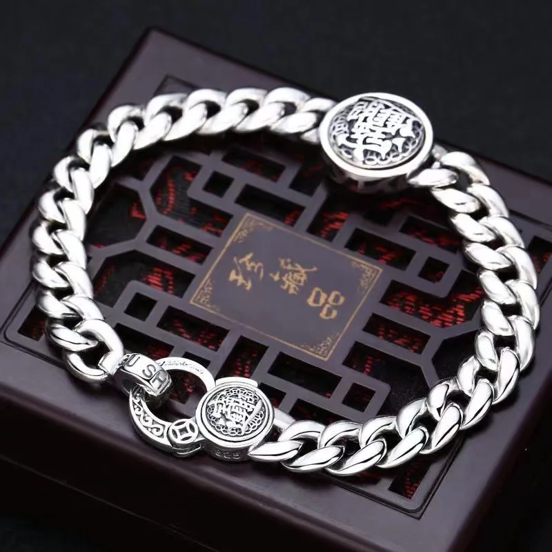

Вращающийся браслет в национальном стиле на Кубинском танкетке, мужской индивидуальный Ретро Простой китайский Шикарный Браслет для парня