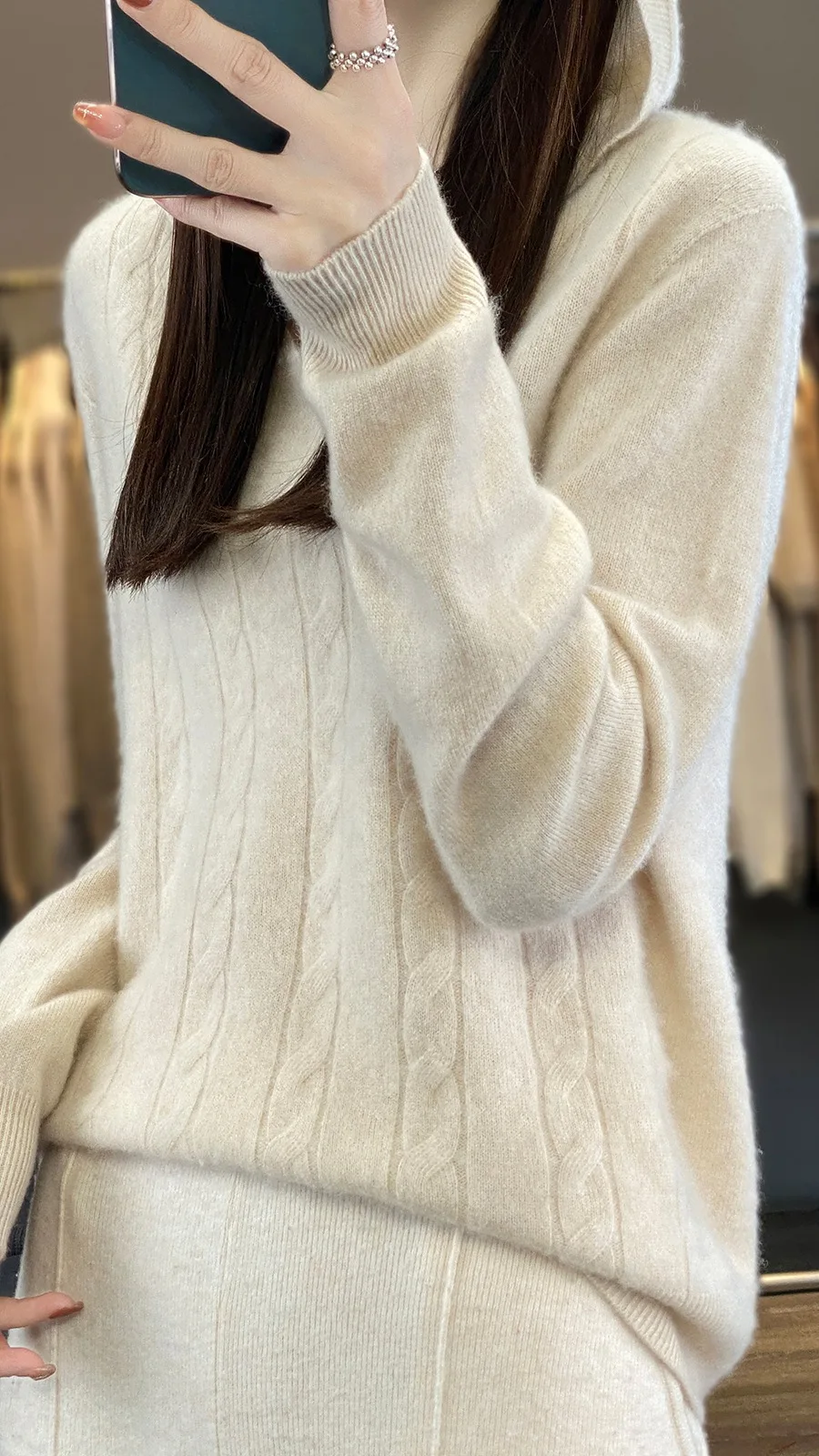 Новинка Осень-зима толстовка из чистой шерсти с V-образным вырезом Женский свитер