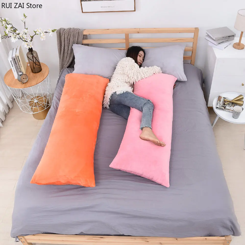 Nordic Plain Long Pillow Case Large Size Zipper Cushion Pillowcase for Bed Sofa Home Decor Super Soft Plush Body Pillow Cover