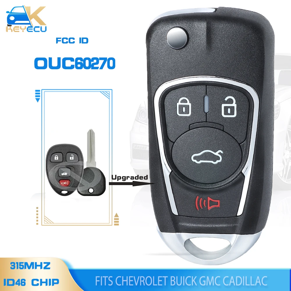 

KEYECU OUC60270 315MHz ID46 Upgraded Remote Car Key FOB for Chevrolet Silverado Equinox Express Suburban Cadillac Buick GM