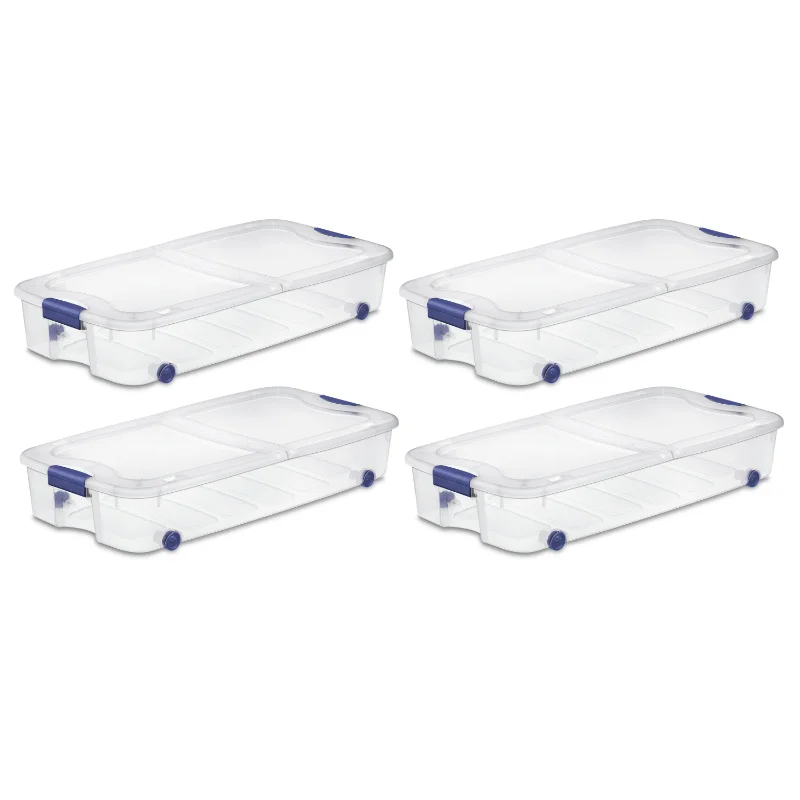 

Sterilite 66 Qt. Ultra™ Storage Box Plastic, Stadium Blue, Set of 4