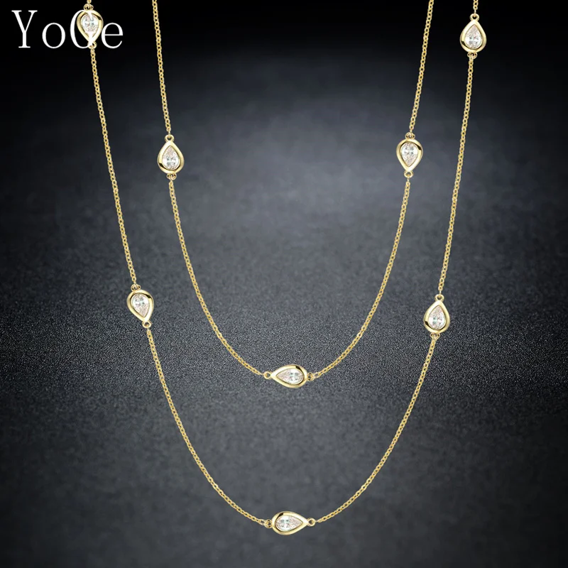 

YoGe Fashion Waterdrop AAA Cubic Zirconia Waterdrop Stones Long Sweater Necklace 108CM Jewelry for Women