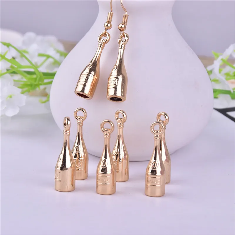 

10pcs/pack 3D Alcohol Wine Bottle Metal Charms Pendant for DIY Earring Keychain Jewelry Making