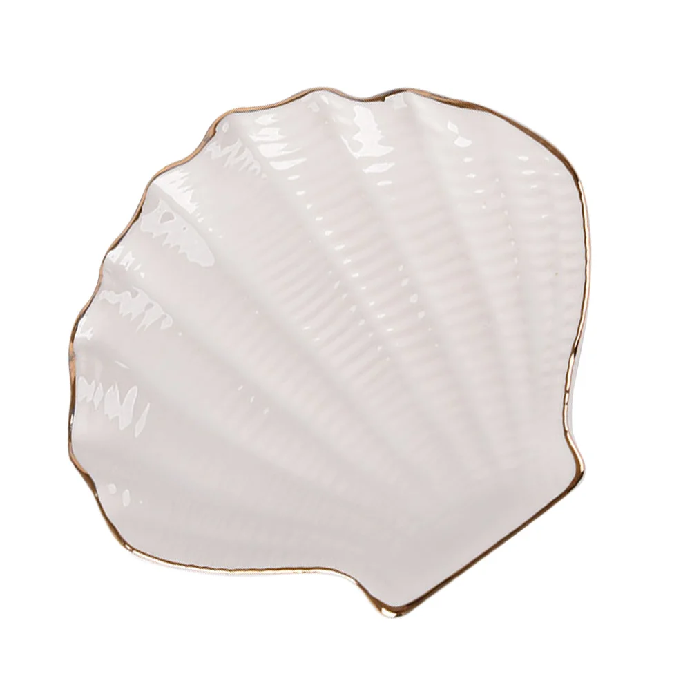 

Decorative Jewelry Tray Ceramic Accessories Holder Ornaments Organizer (White)