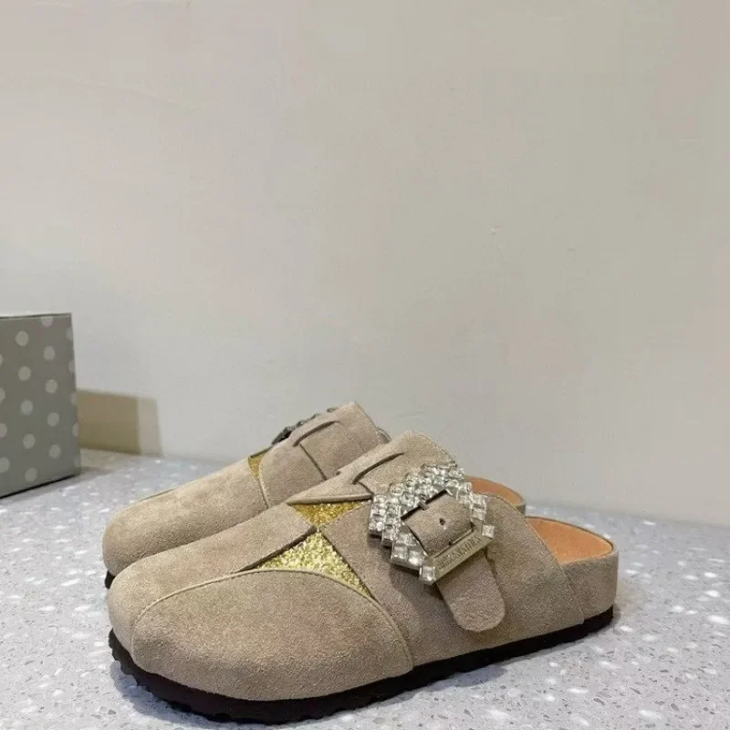 Женская обувь 2024 женские тапочки с закрытым носком римские повседневные туфли