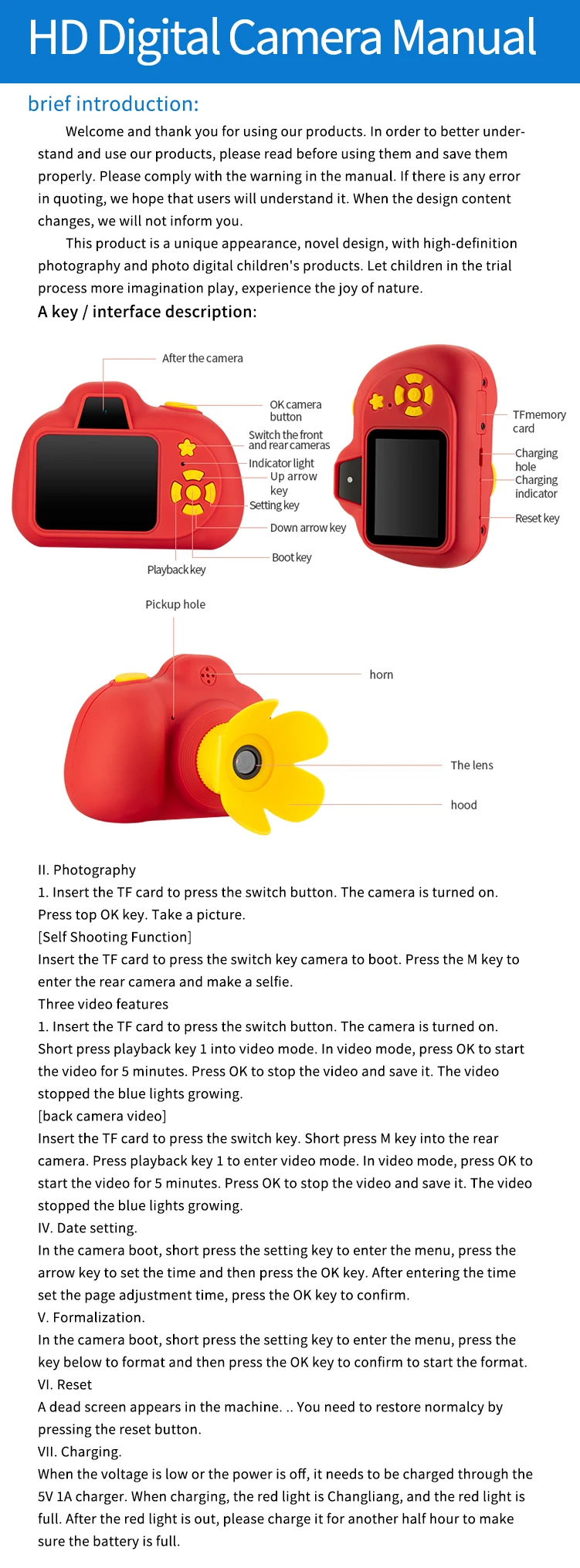 

Boys Birthday Gift Children Digital Camera Mini Child Outdoor Photography Camera Girls Toys Gift W100 Cute Flower Camera Toys