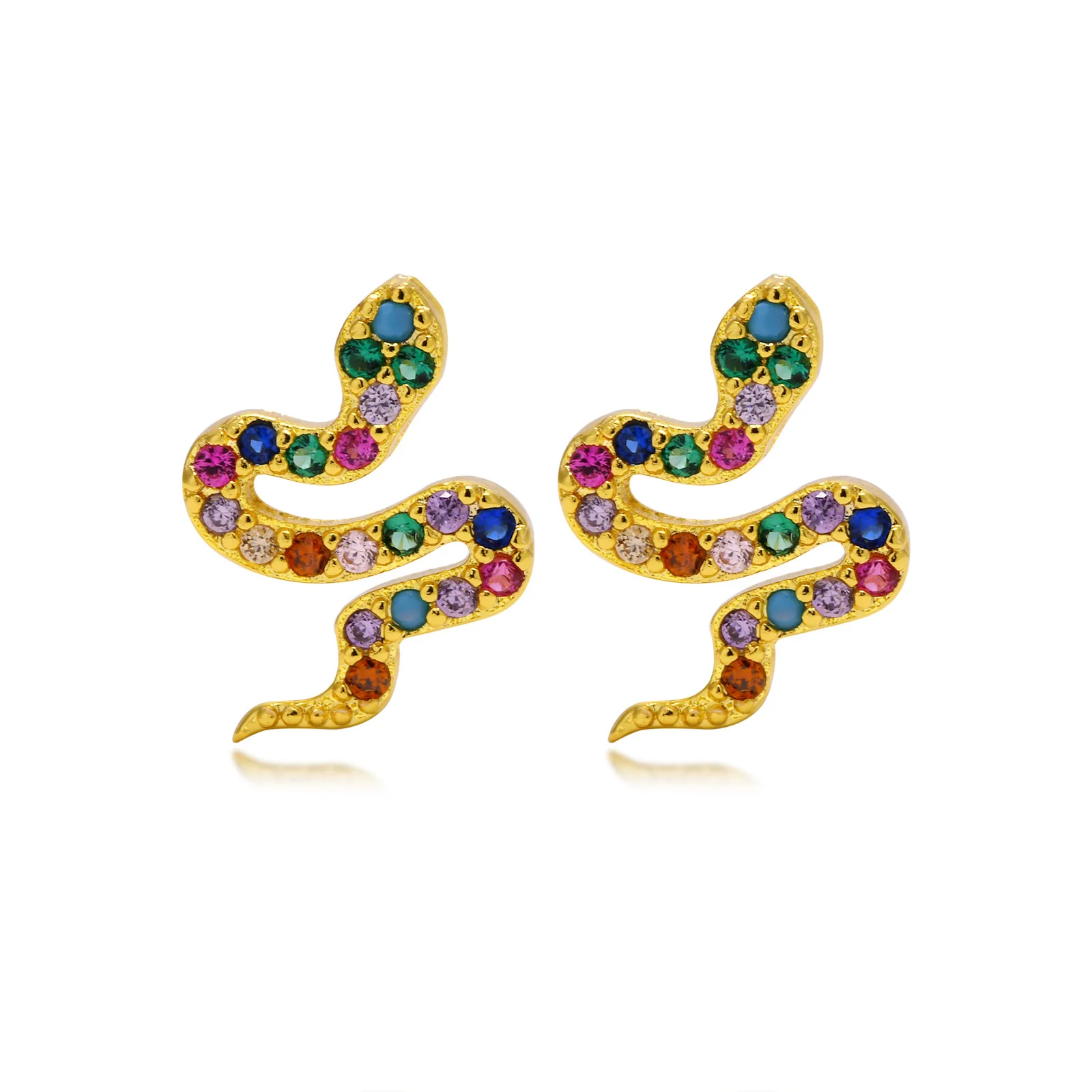 

Retro Fashion Snake Earrings for Women, Bling Colorful CZ Stones Animal Shaped Stud Earrings Gifts Jewelry