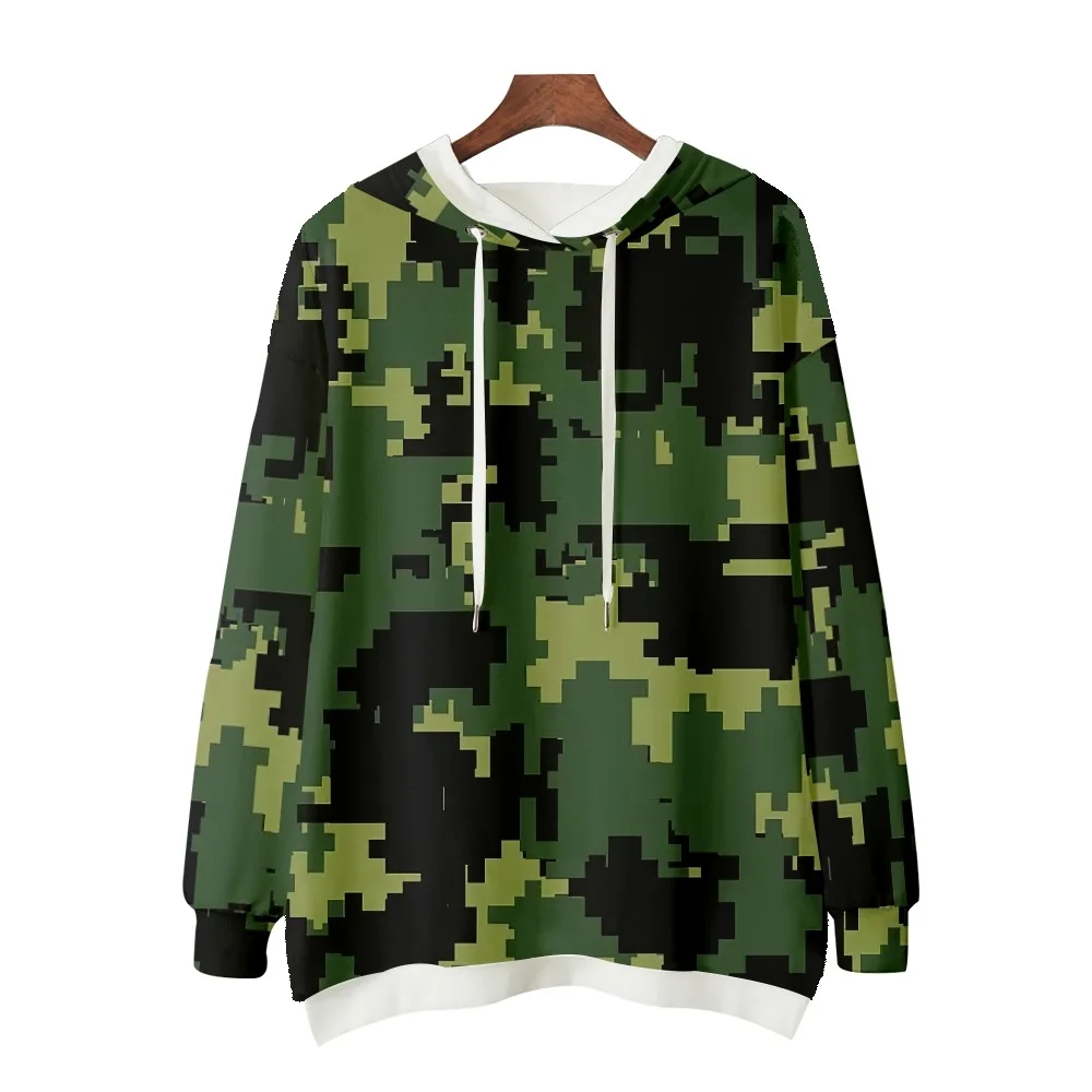 

black hole Spring Printing Loose Casual Hooded Split Women's Long-sleeved Round Neck