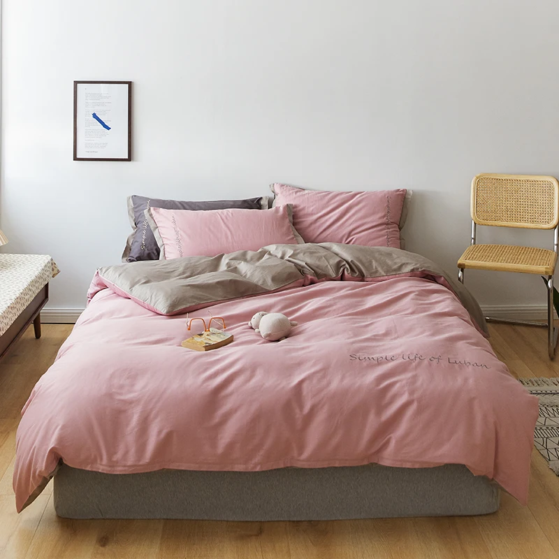 Solid Color Simple Nordic Cotton Warm Bedding Set Luxury Modern Breathable Smooth Design Juego De Cama Mariage Decoration
