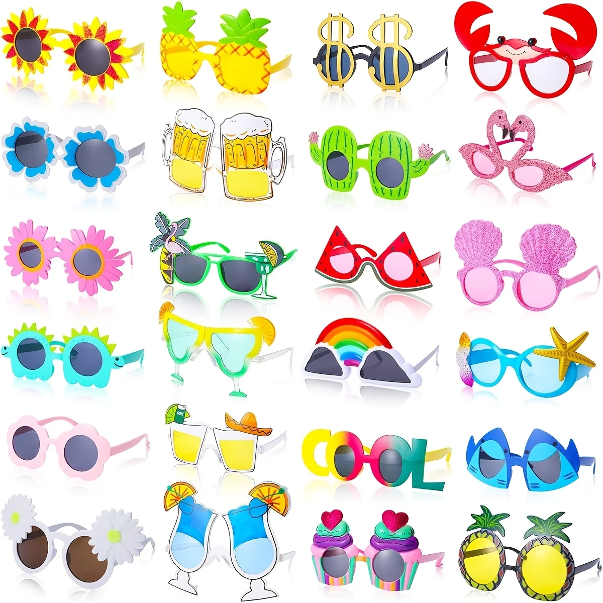 

24 шт. очки для вечеринки в стиле Луау, забавные гавайские очки, пластиковые очки, очки для гавайской тематики, тропические очки, сувениры для вечеринки Pho