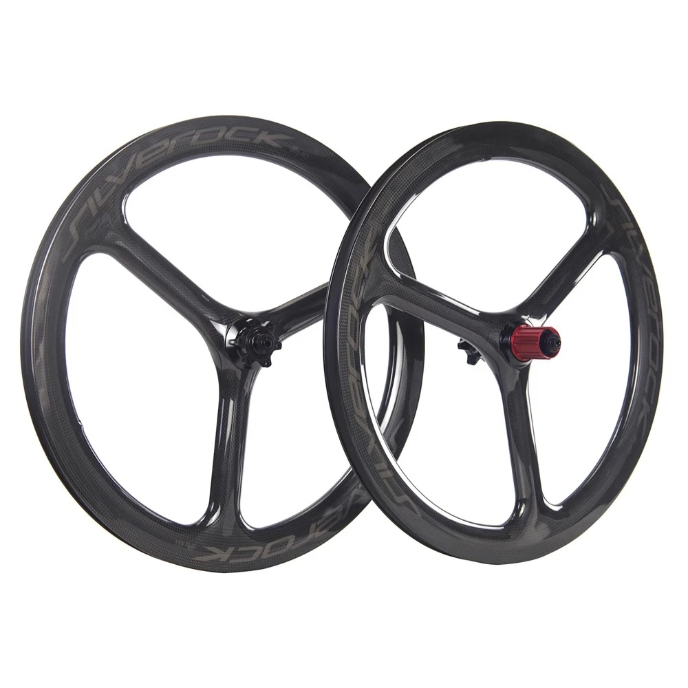 Фото Карбоновые колеса SILVEROCK TriSpoke 20 дюймов, 451, 16 дюймов, 349, дисковый тормоз Centerlock, 11 скоростей для мини-велосипеда JAVA FNHON D8 GUST K3PLUS №5