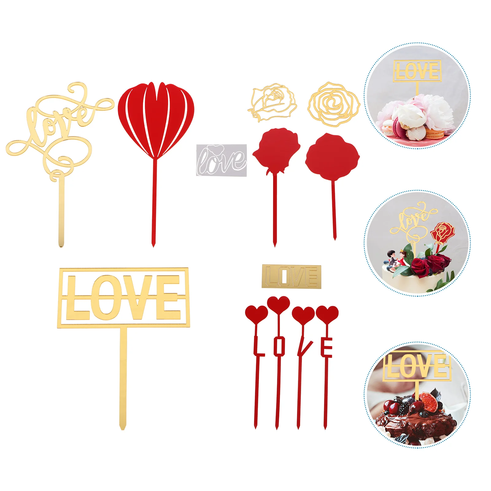 

27pcs Rose Heart Glitter Cupcake Toppers Valentine's Day Ornaments