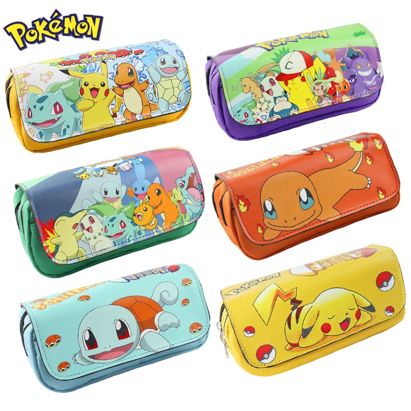 

Pokemon pikachu Pencil Case High Capacity Student Double Zipper Pencil Bag Children Pencilcase School Stationery Supplies