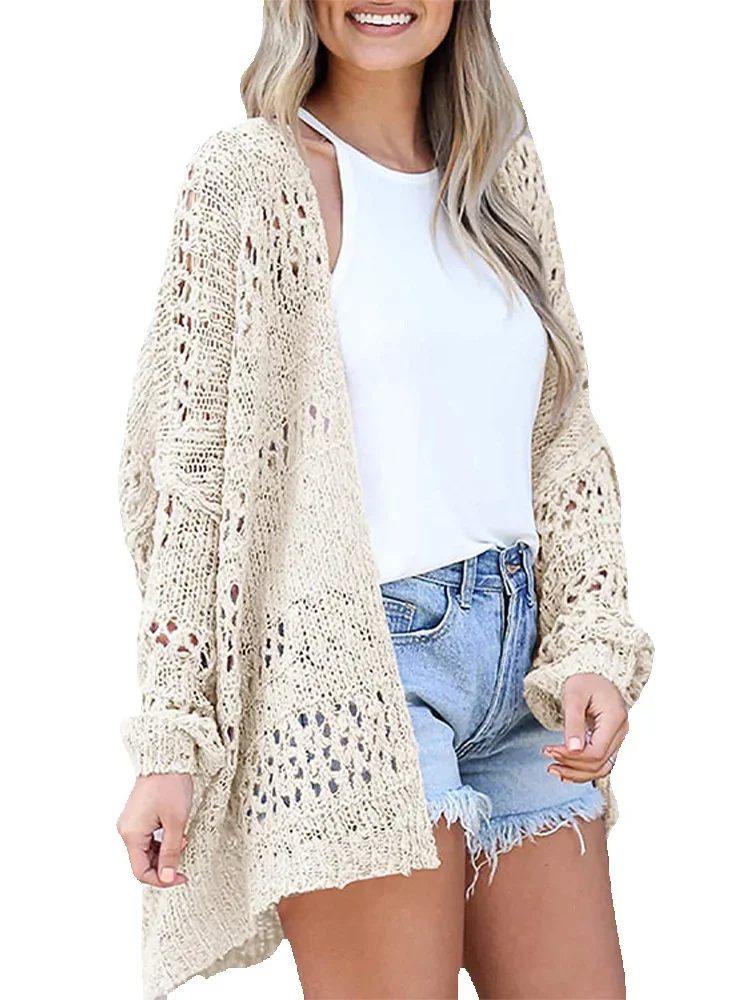 Вязаный крючком кардиган женская трикотажная одежда свитер с открытым стежком