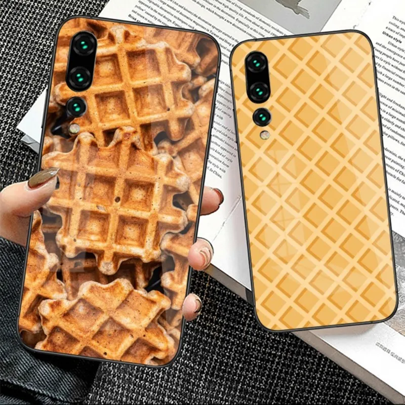 

Чехол для телефона с изображением вкусных вафель для Huawei P50 P40 P30 P20 Pro Mate 40 30 20 Pro Nova 9 8 7 PC стеклянный чехол Funda Shell