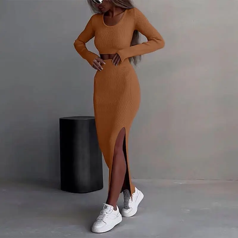 Женский облегающий комплект из двух предметов соблазнительная однотонная