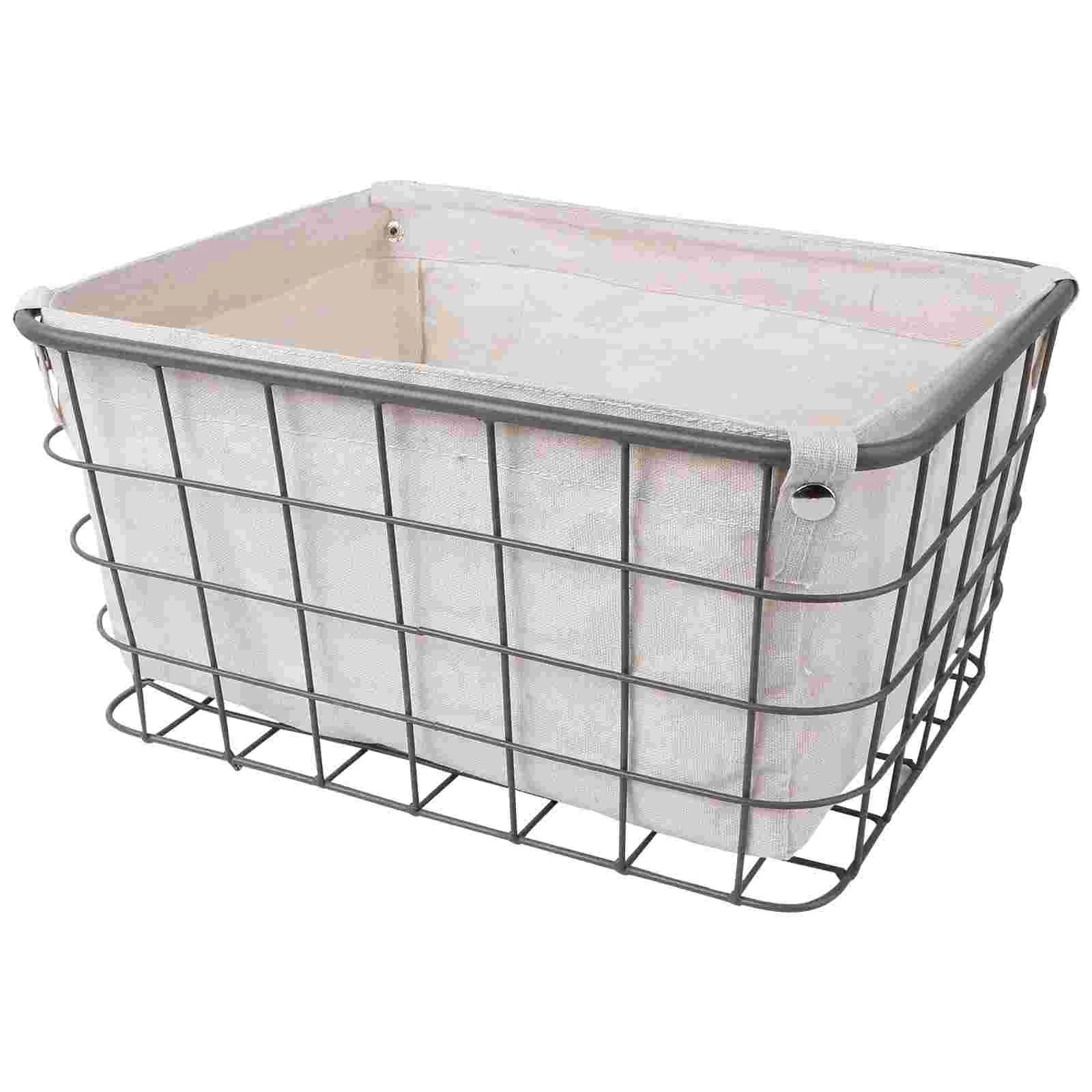 

Basket Wire Storage Baskets Metal Organizer Liner Bin Box Laundry Fruit Bins Grid Pantry Container Iron Stationery organizer
