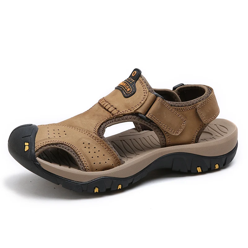

2023 Genuine Leather Men sandals Summer New Large Size Men Sandals Men's casual shoes Fashion Sandals Slippers Big Size 38-47