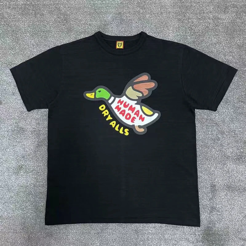 

Bamboo Cotton Human Made T-Shirt One Day Shipping Flying Duck Print Men's Women's T Shirt