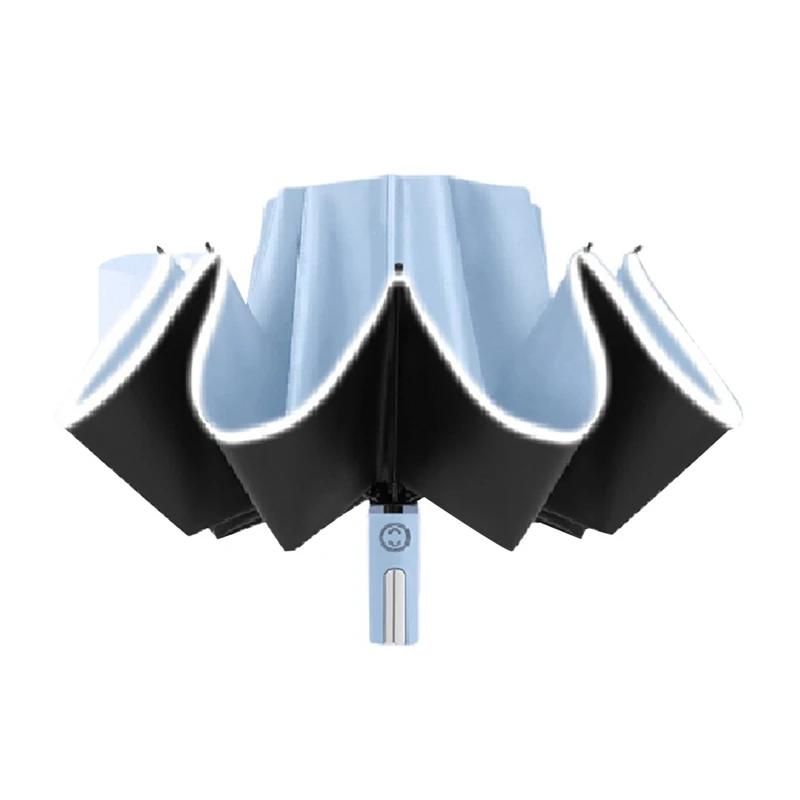 

Windproof Umbrella For Rain & Sun,Reverse Umbrella With Reflective Stripe Travel Folding Umbrella Durable Easy To Use