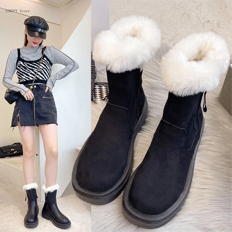 

Snow Boots Women 2022 Winter New Fashion All-match Thick-soled Plus Velvet Thickening Comfortable Warm Cotton Boots Women