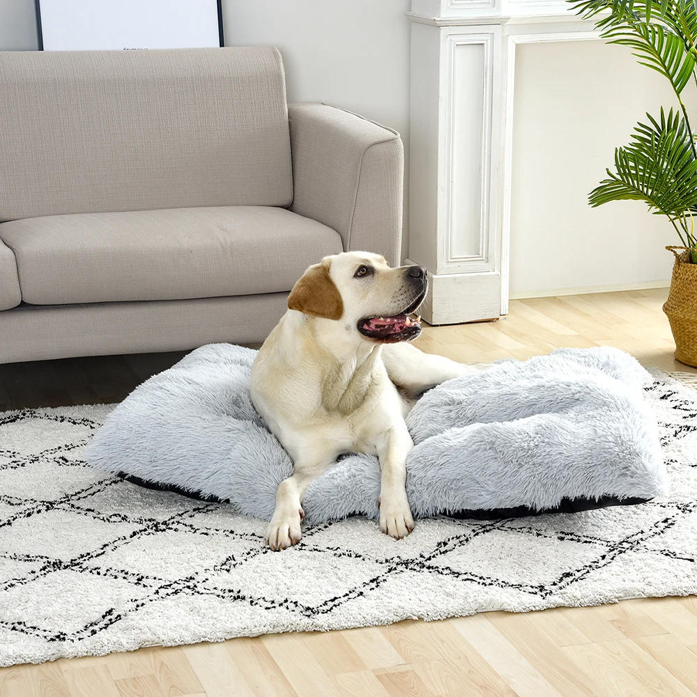 Кровать для собак в клетке, мягкий плюшевый подушечка для успокоения кошек, домашний коврик для животных, уютная подушка для вольера, стираемая, нескользящая, для средних и больших собак.