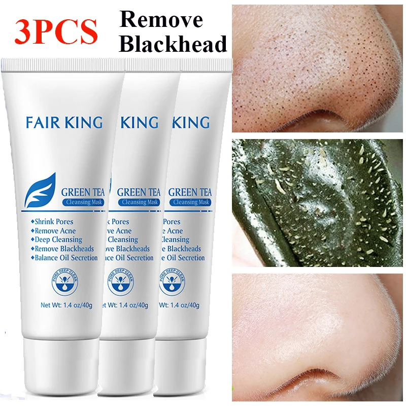 

3PCS Green Tea Blackhead Face Mask Control Oil Mud Pore Shrink Health Repair Freckle Removal Dark Spot Nose Mask Whitening Cream