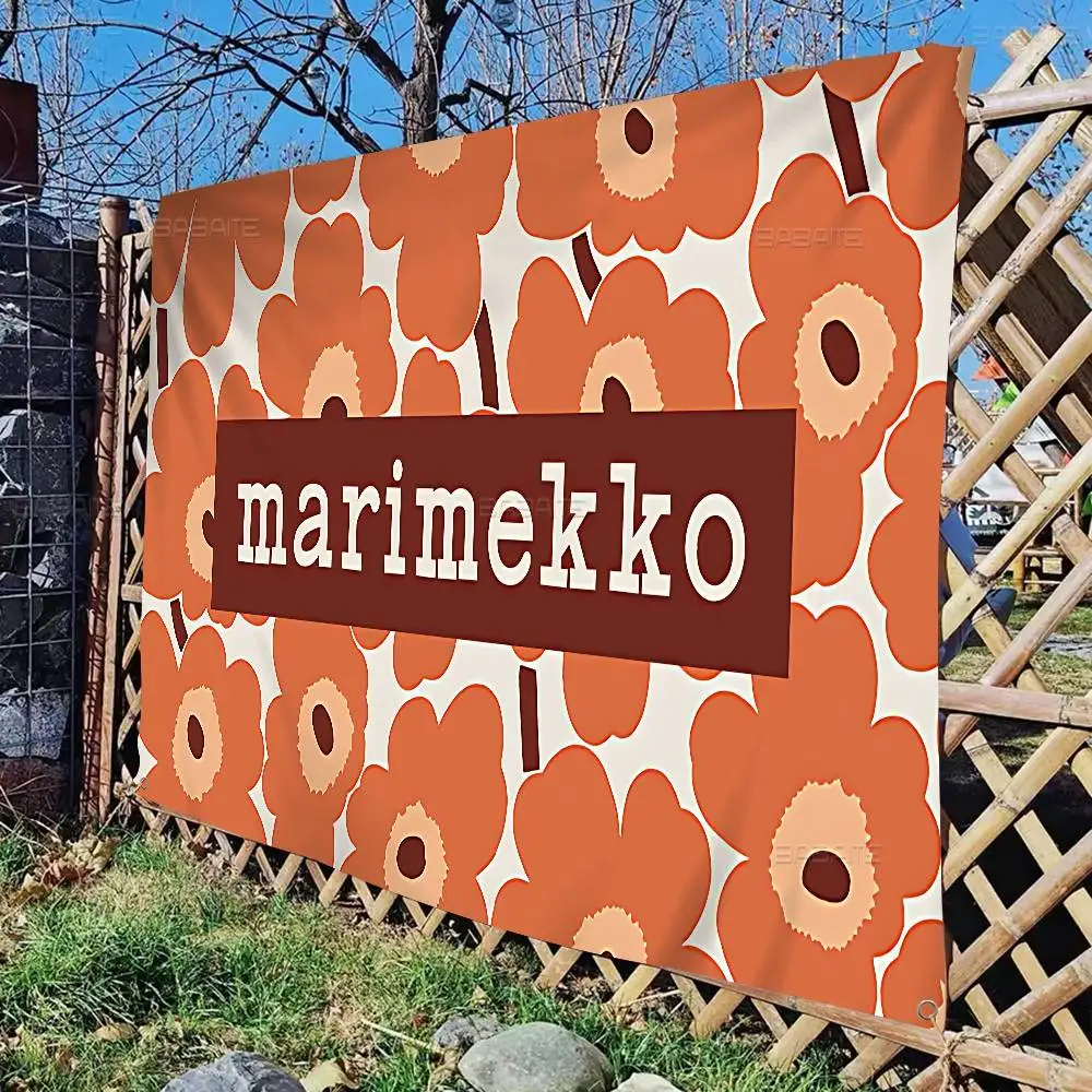 Фото Флаги Marimekko U-Unikko с цветочным узором для семейных встреч, создания атмосферы на природе, украшения для кемпинга, баннеры №1