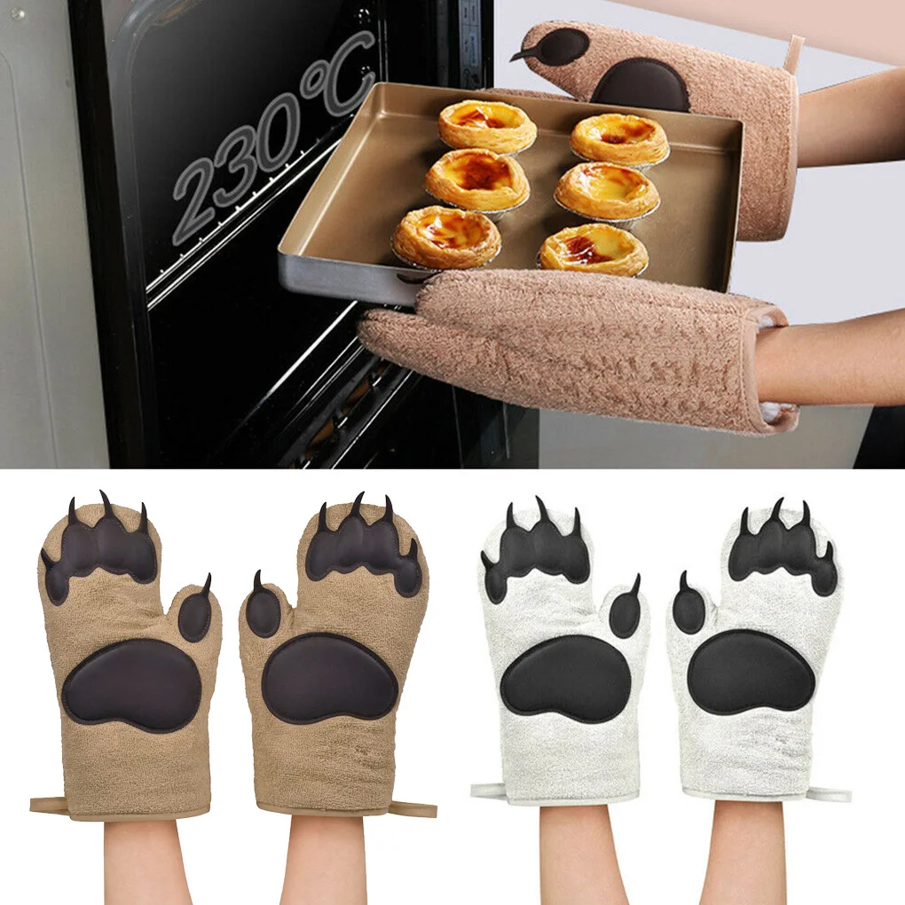 

Heat Insulation Gloves Baking Gloves Microwave Gloves Cotton Silicone Insulated Mittens Microwave Oven Silicone Gloves