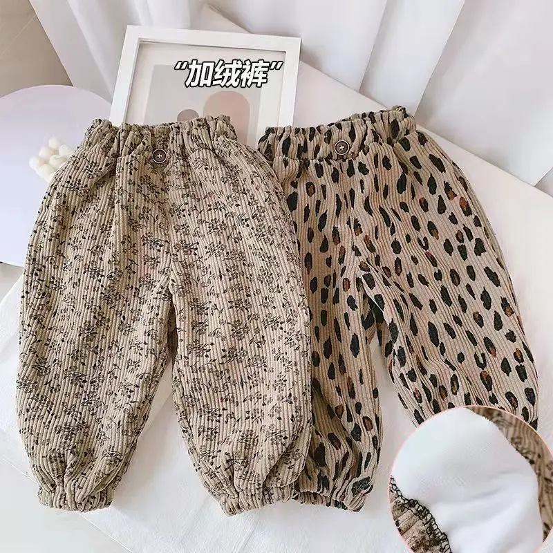 

Harem Pants flowerswash Corduroy Children Outfits Tracksuit Winter Cotton Trousers Kids Outwear Girls Casual Warm Loose Pants