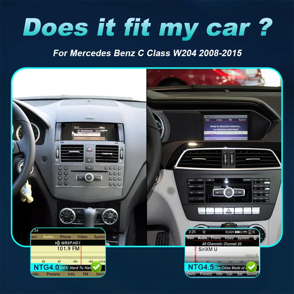 IPS-экран Android 14 авто радио стерео мультимедийный плеер для Mercedes Benz C Class W204 S204