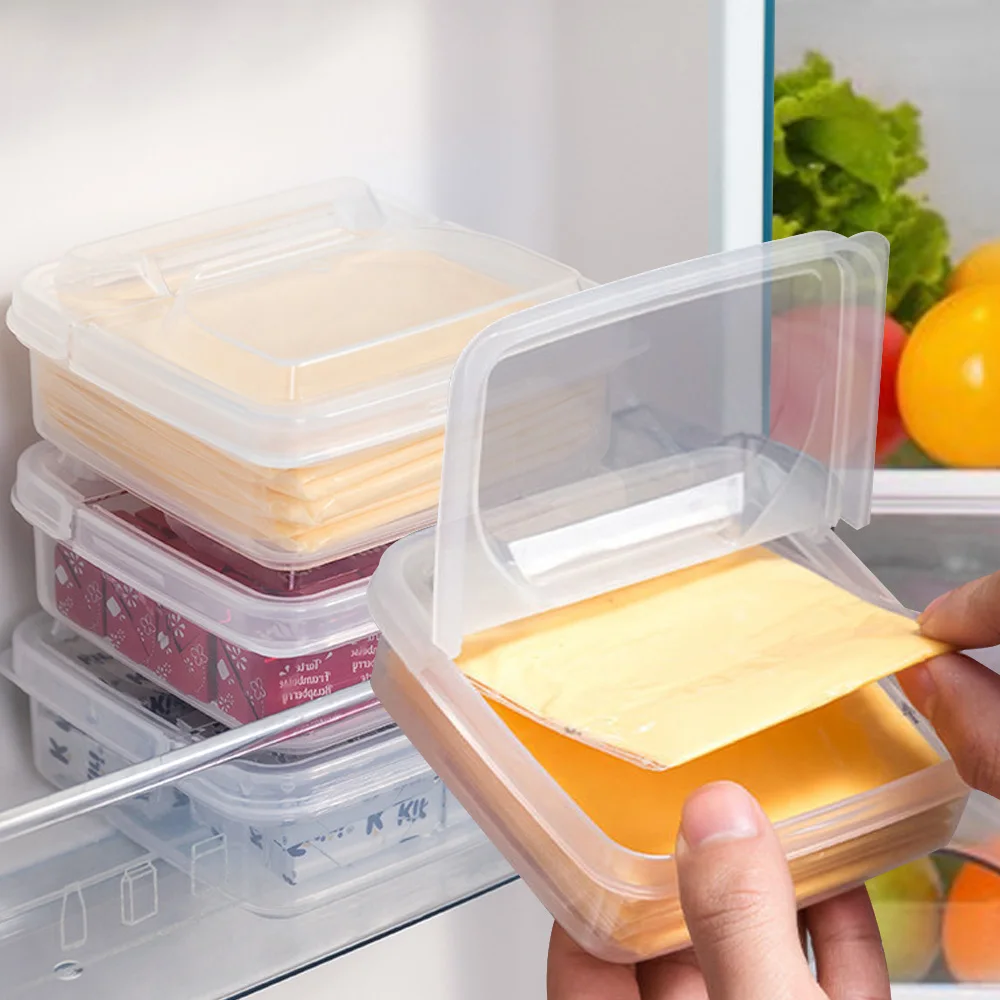 

Refrigerator Storage Box 2Pcs Special Cheese Slice Onion Ginger Garlic Fruit Crisper Flip Butter Cubes Separately Packed Case