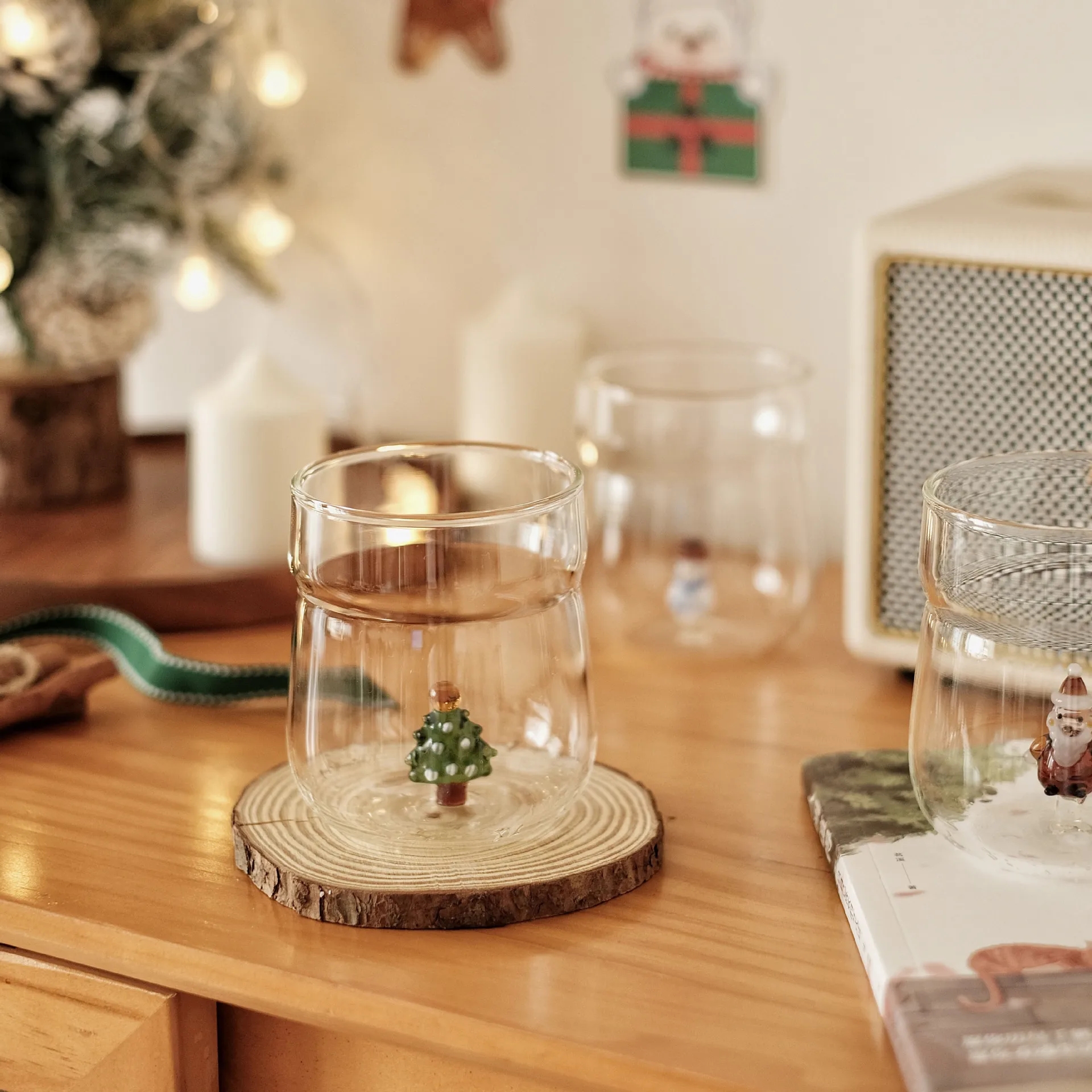 1 PC 450ml 15oz Creative 3D Christmas Theme Water Coffee Glass Mug Cup For Girls Kids Lovers Gift |