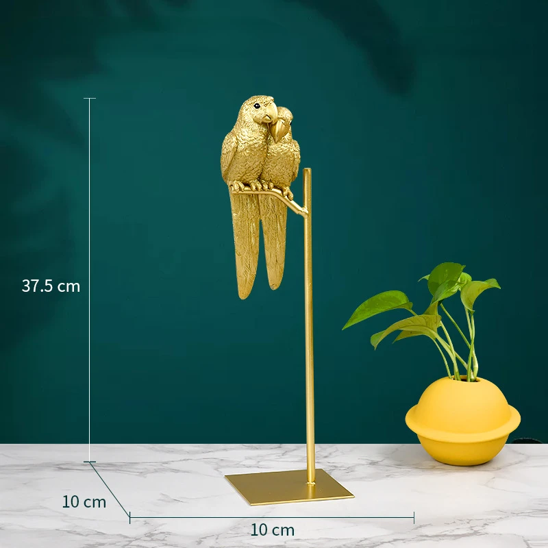 Имитация животного скульптура попугай Золотая птица смола ремесленные