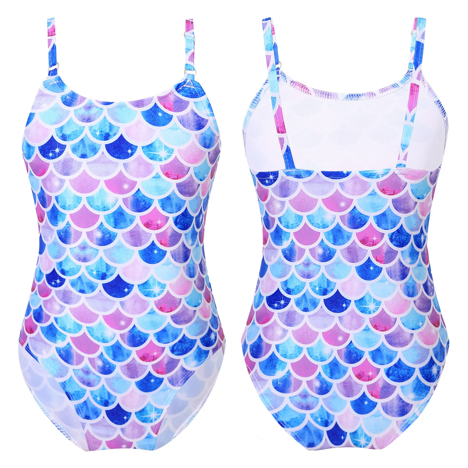 

Girls One Piece Swimsuits Swimming Surfing Suits Colorful Fish Scales Pattern Swimsuit Swimwear Bathing Suit for Kids Beachwear