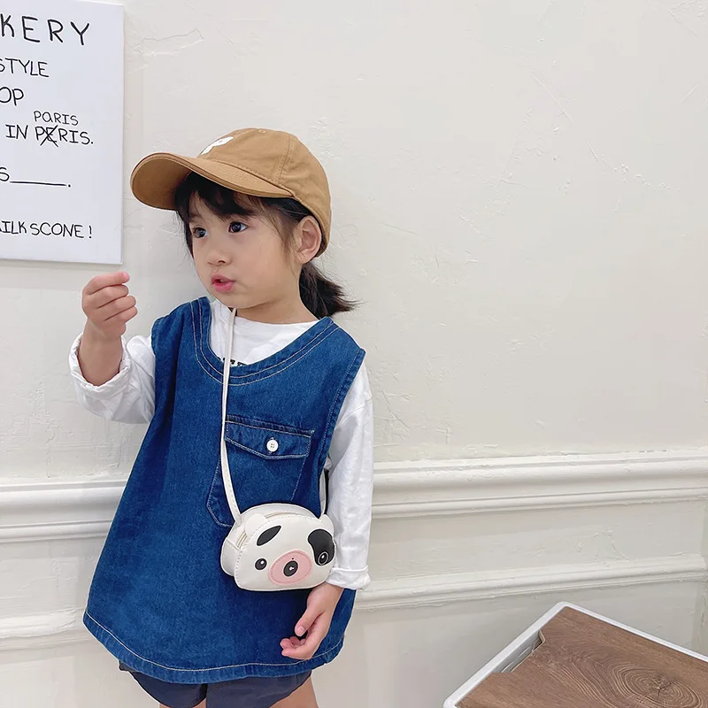 New Cartoon Animal PU Leather Children Small Crossbody Bag Cute Kids One Shoulder Bag Fashion Boy Girl Messenger Bag Sweet Purse