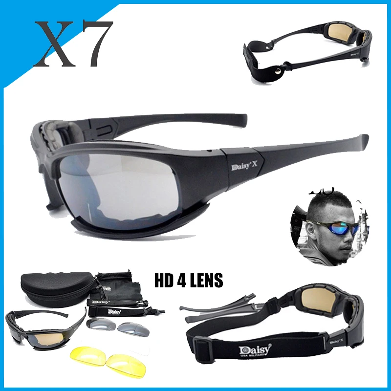 

Hot Sale ! Polarized Tactical Glasses X7 C5 Army Goggles Military Sunglasses Hunting Shooting Goggles 4 Lens Cycling Eyewear