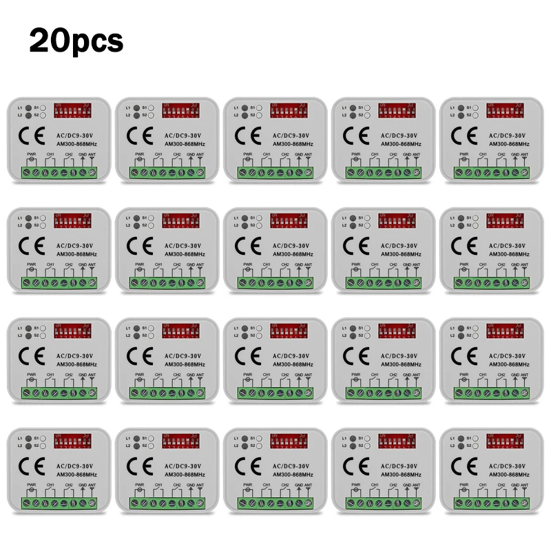 

10 шт. / 20 шт. RX-MULTI Приемник дистанционного управления гаражными воротами RX MULTI 300–868 МГц Приемник AC/DC 9–30 В Контроллер переключателя ворот