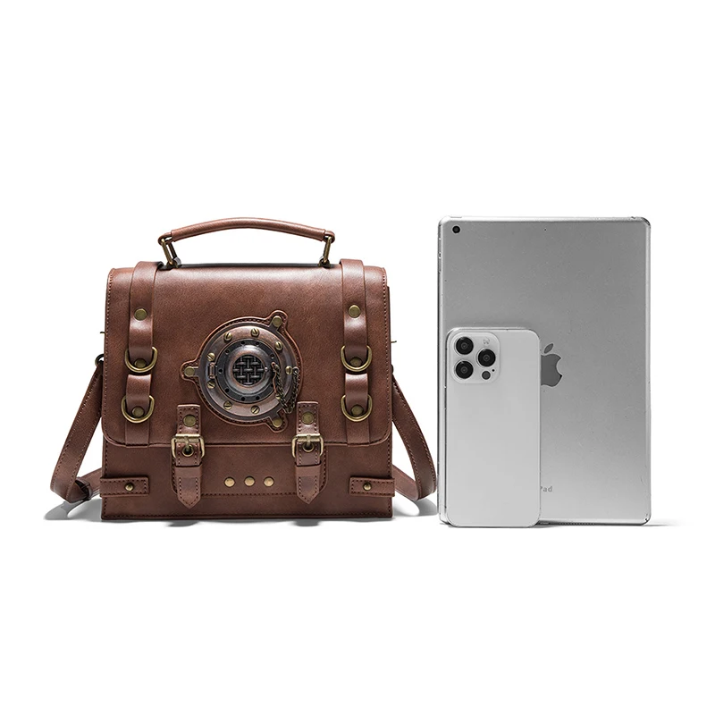 Женская сумка через плечо в стиле стимпанк портфель из искусственной кожи