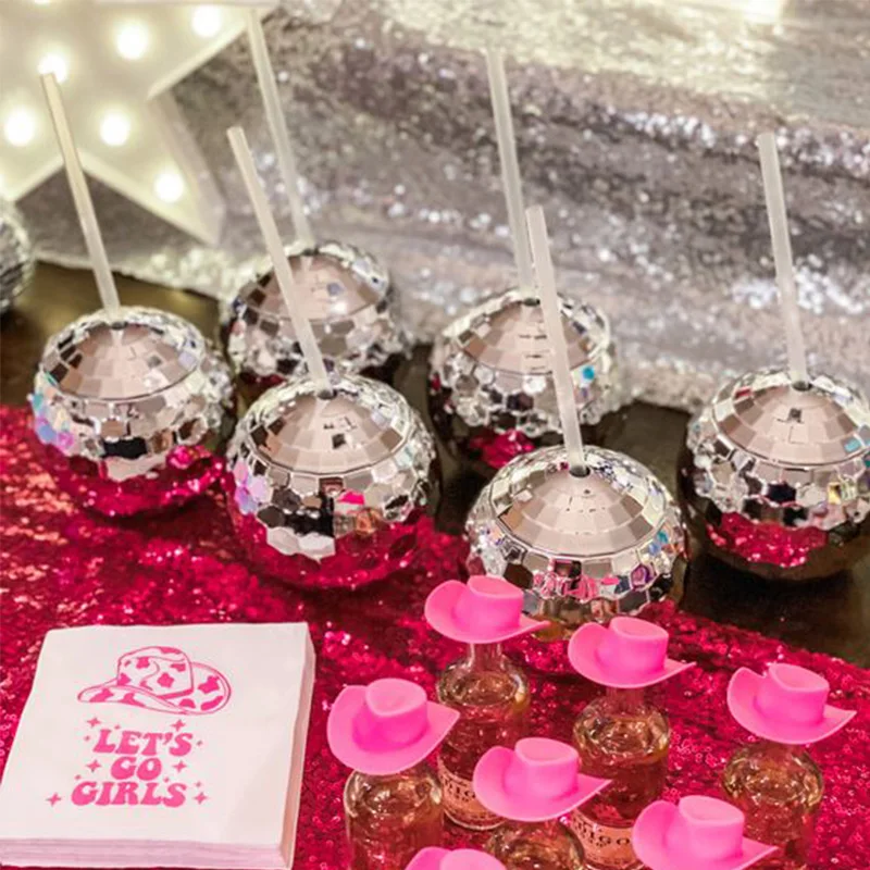 

Disco Ball Cups Bachelorette Party Cup Disco Wine Glass with straw Bridal Party Favors Hen Party Wedding Birthday Party Supplies