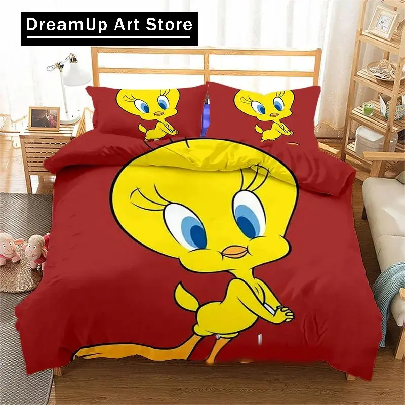 Комплект постельного белья с 3D принтом T-Tweetys Bird наволочка пододеяльник героями