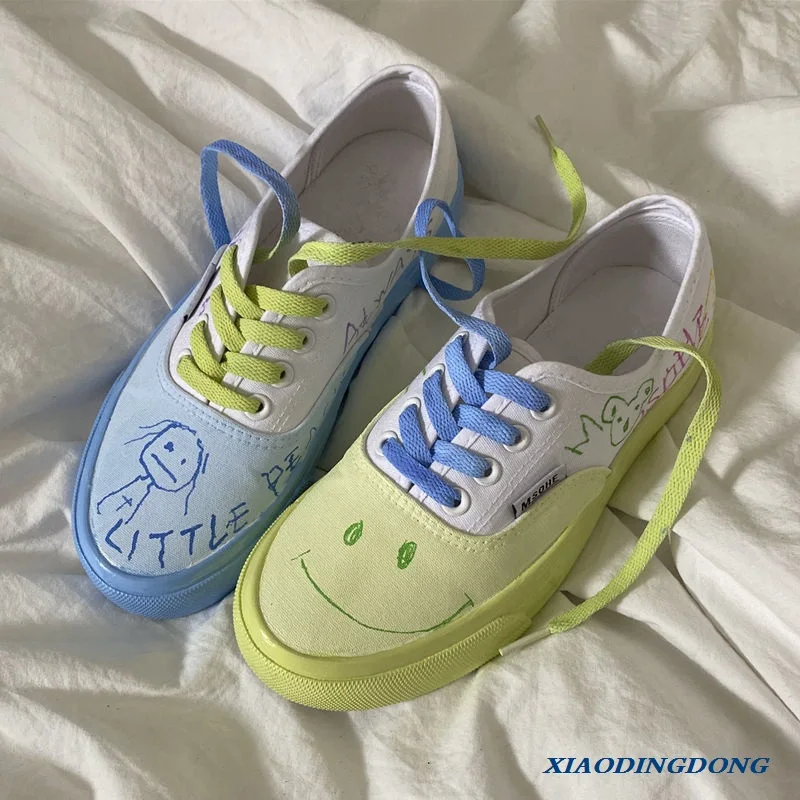 

Harajuku Mix Colors Women Canvas Sneakers Summer Individuality Women Espadrilles Fashion Print Streetwear Zapatillas Mujer