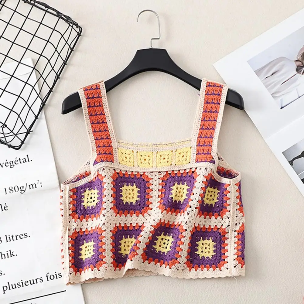 

Укороченный топ, элегантный женский жилет, летний вязаный жилет с винтажным рисунком