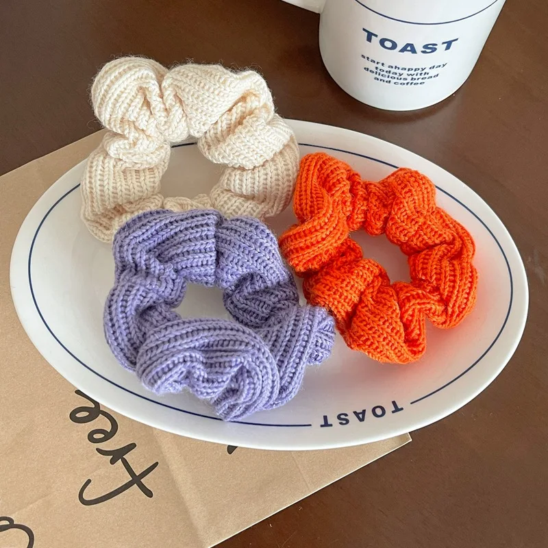 

Korean Knitted Hair Ring Candy Colored Large Intestine Hair Ring Fashion Women Ponytai Holder Wild Basics Hair Accessories